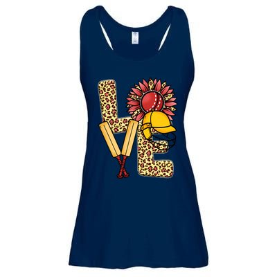 Funny Cricket T Shirts Plus Size, Love Cricket Leopard Sunflower Sports Ball Ladies Essential Flowy Tank