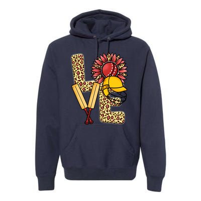 Funny Cricket T Shirts Plus Size, Love Cricket Leopard Sunflower Sports Ball Premium Hoodie