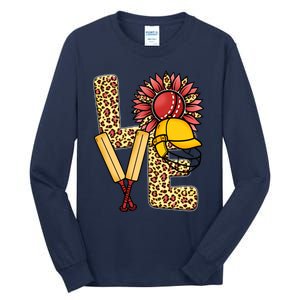 Funny Cricket T Shirts Plus Size, Love Cricket Leopard Sunflower Sports Ball Tall Long Sleeve T-Shirt