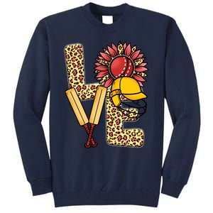 Funny Cricket T Shirts Plus Size, Love Cricket Leopard Sunflower Sports Ball Tall Sweatshirt