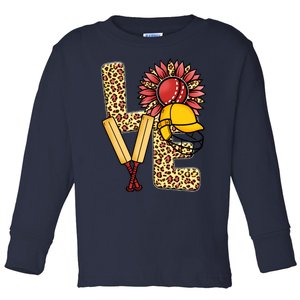 Funny Cricket T Shirts Plus Size, Love Cricket Leopard Sunflower Sports Ball Toddler Long Sleeve Shirt