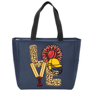 Funny Cricket T Shirts Plus Size, Love Cricket Leopard Sunflower Sports Ball Zip Tote Bag