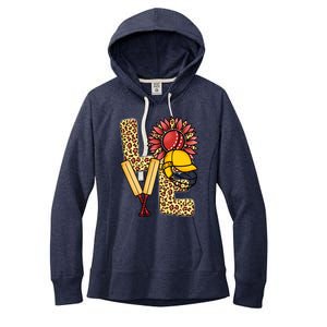 Funny Cricket T Shirts Plus Size, Love Cricket Leopard Sunflower Sports Ball Women's Fleece Hoodie