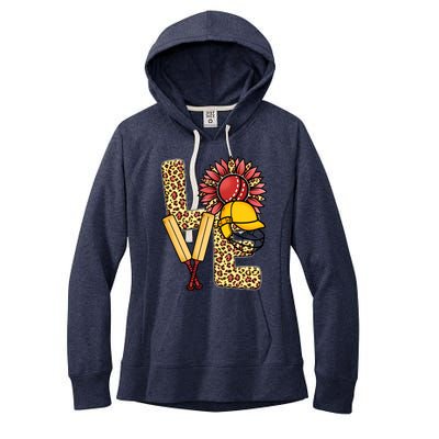 Funny Cricket T Shirts Plus Size, Love Cricket Leopard Sunflower Sports Ball Women's Fleece Hoodie