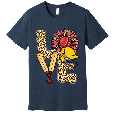 Funny Cricket T Shirts Plus Size, Love Cricket Leopard Sunflower Sports Ball Premium T-Shirt