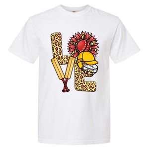 Funny Cricket T Shirts Plus Size, Love Cricket Leopard Sunflower Sports Ball Garment-Dyed Heavyweight T-Shirt