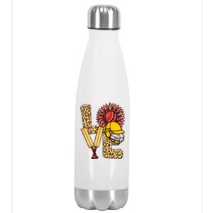 Funny Cricket T Shirts Plus Size, Love Cricket Leopard Sunflower Sports Ball Stainless Steel Insulated Water Bottle