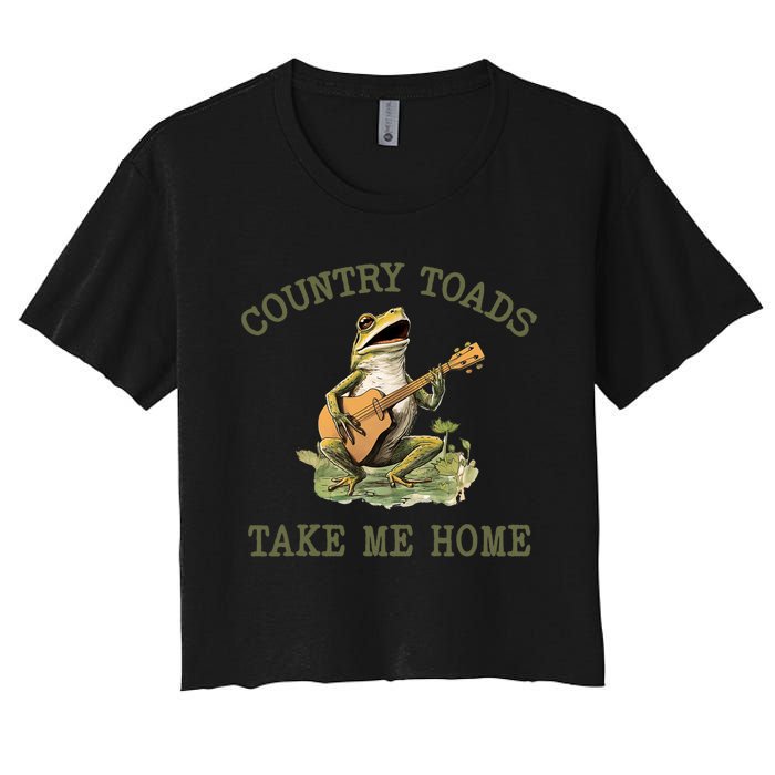 Funny Country Toads Take Me Home Vintage Graphic Women's Crop Top Tee