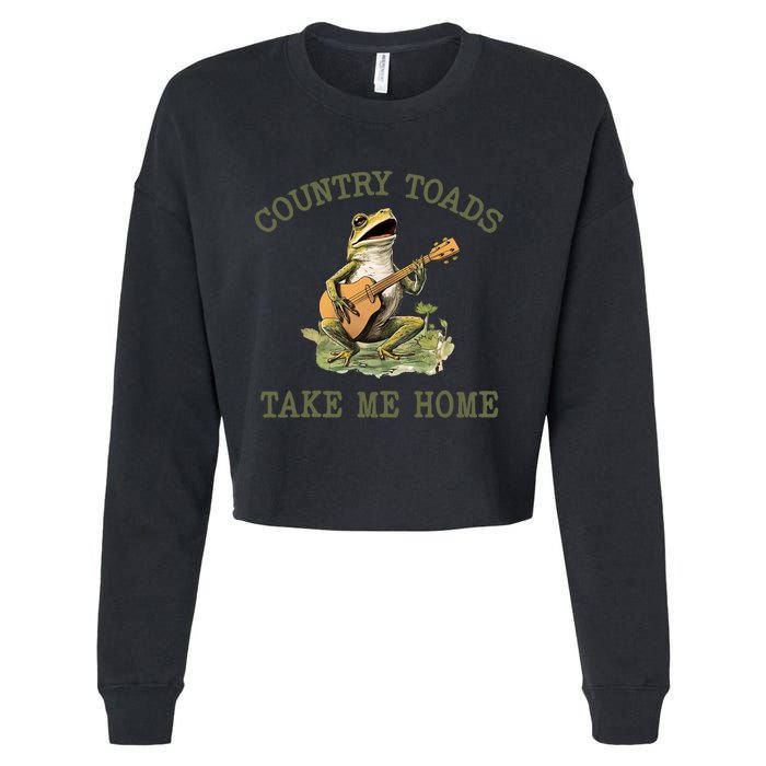 Funny Country Toads Take Me Home Vintage Graphic Cropped Pullover Crew