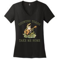 Funny Country Toads Take Me Home Vintage Graphic Women's V-Neck T-Shirt