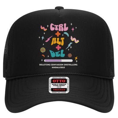 Funny Computer Technology Teacher Quote High Crown Mesh Back Trucker Hat