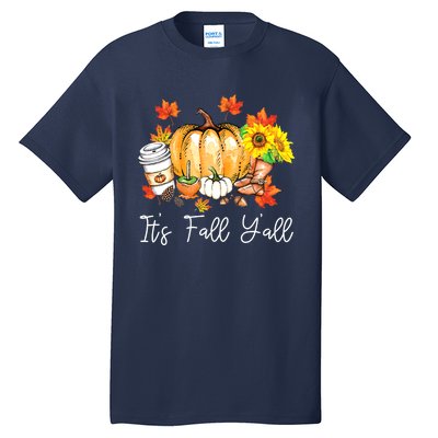 Funny Cute Thanksgiving It's Fall Yall Pumpkin Leopard Autumn Tall T-Shirt