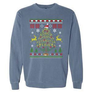 Funny Christmas Trombone Player Gifts Xmas Tree Ugly Garment-Dyed Sweatshirt