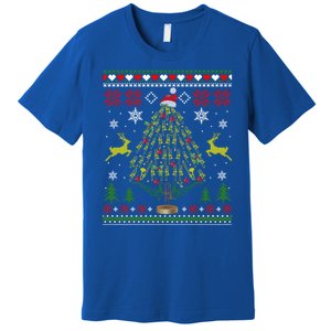 Funny Christmas Trombone Player Gifts Xmas Tree Ugly Premium T-Shirt