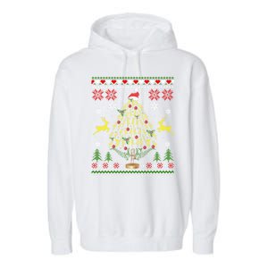 Funny Christmas Trombone Player Gifts Xmas Tree Ugly Garment-Dyed Fleece Hoodie