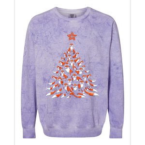 Fox Christmas Tree Fox Xmas Tree Colorblast Crewneck Sweatshirt