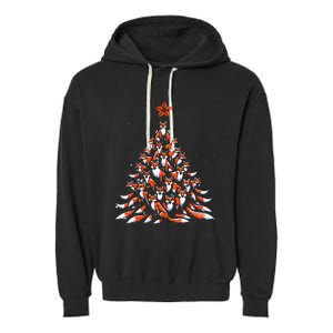 Fox Christmas Tree Fox Xmas Tree Garment-Dyed Fleece Hoodie