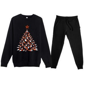 Fox Christmas Tree Fox Xmas Tree Premium Crewneck Sweatsuit Set