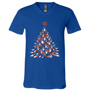 Fox Christmas Tree Fox Xmas Tree V-Neck T-Shirt