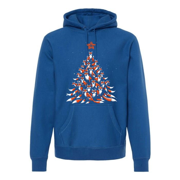 Fox Christmas Tree Fox Xmas Tree Premium Hoodie