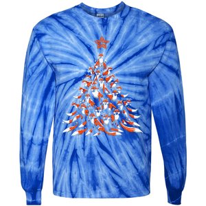 Fox Christmas Tree Fox Xmas Tree Tie-Dye Long Sleeve Shirt