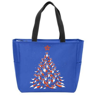 Fox Christmas Tree Fox Xmas Tree Zip Tote Bag