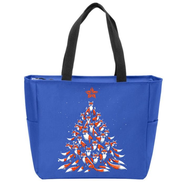 Fox Christmas Tree Fox Xmas Tree Zip Tote Bag