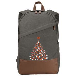 Fox Christmas Tree Fox Xmas Tree Cotton Canvas Backpack