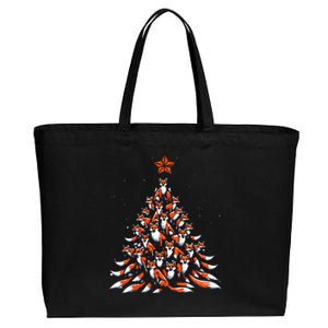 Fox Christmas Tree Fox Xmas Tree Cotton Canvas Jumbo Tote