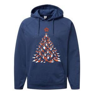 Fox Christmas Tree Fox Xmas Tree Performance Fleece Hoodie