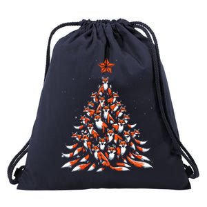 Fox Christmas Tree Fox Xmas Tree Drawstring Bag