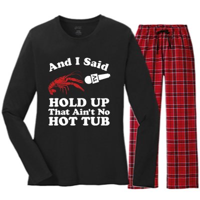 Funny Crawfish That AinT No Hot Tub Cajun Boil Mardi Gras Women's Long Sleeve Flannel Pajama Set 