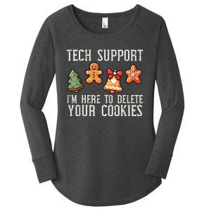 Funny Christmas Tech Support Here To Delete Cookies Women's Perfect Tri Tunic Long Sleeve Shirt