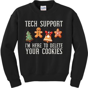 Funny Christmas Tech Support Here To Delete Cookies Kids Sweatshirt