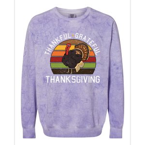 Funny Cute Thankful Grateful Thanksgiving Day Retro Turkey Fall Autumn Gift Colorblast Crewneck Sweatshirt