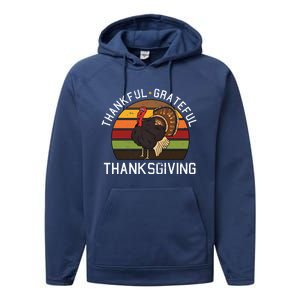 Funny Cute Thankful Grateful Thanksgiving Day Retro Turkey Fall Autumn Gift Performance Fleece Hoodie