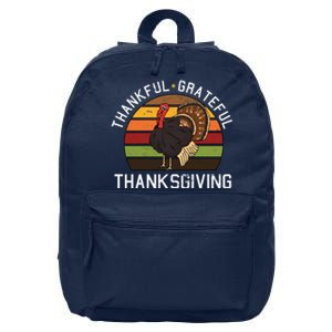 Funny Cute Thankful Grateful Thanksgiving Day Retro Turkey Fall Autumn Gift 16 in Basic Backpack