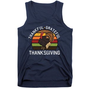 Funny Cute Thankful Grateful Thanksgiving Day Retro Turkey Fall Autumn Gift Tank Top