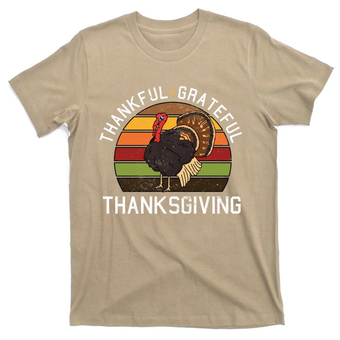 Funny Cute Thankful Grateful Thanksgiving Day Retro Turkey Fall Autumn Gift T-Shirt