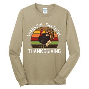 Funny Cute Thankful Grateful Thanksgiving Day Retro Turkey Fall Autumn Gift Tall Long Sleeve T-Shirt