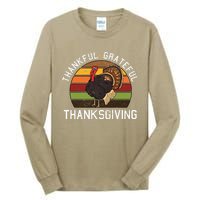 Funny Cute Thankful Grateful Thanksgiving Day Retro Turkey Fall Autumn Gift Tall Long Sleeve T-Shirt