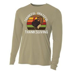 Funny Cute Thankful Grateful Thanksgiving Day Retro Turkey Fall Autumn Gift Cooling Performance Long Sleeve Crew