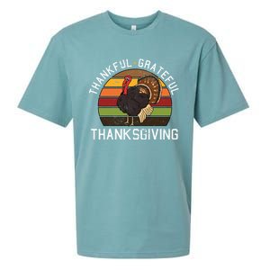 Funny Cute Thankful Grateful Thanksgiving Day Retro Turkey Fall Autumn Gift Sueded Cloud Jersey T-Shirt