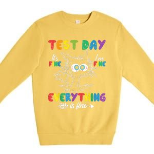 Funny Cat Test Day It's Fine I'm Fine Everything Is Fine Premium Crewneck Sweatshirt