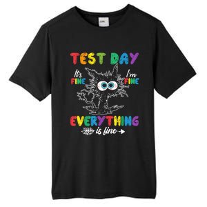 Funny Cat Test Day It's Fine I'm Fine Everything Is Fine Tall Fusion ChromaSoft Performance T-Shirt