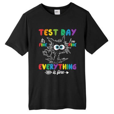 Funny Cat Test Day It's Fine I'm Fine Everything Is Fine Tall Fusion ChromaSoft Performance T-Shirt