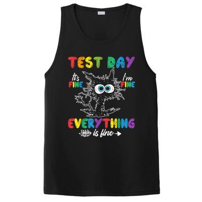 Funny Cat Test Day It's Fine I'm Fine Everything Is Fine PosiCharge Competitor Tank