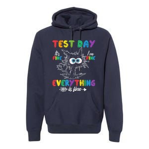 Funny Cat Test Day It's Fine I'm Fine Everything Is Fine Premium Hoodie