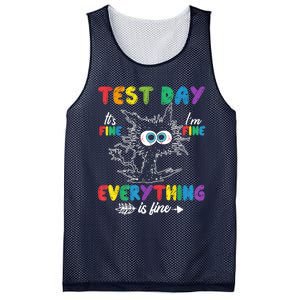 Funny Cat Test Day It's Fine I'm Fine Everything Is Fine Mesh Reversible Basketball Jersey Tank