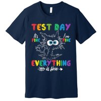 Funny Cat Test Day It's Fine I'm Fine Everything Is Fine Premium T-Shirt